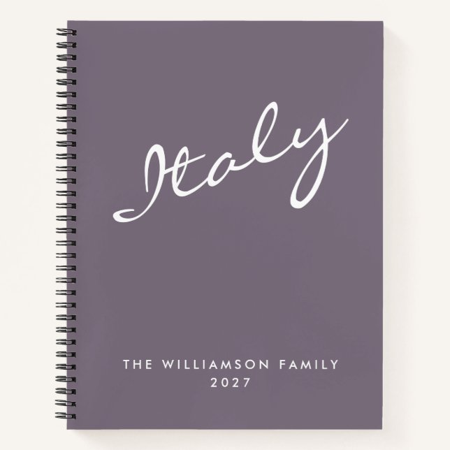 Minimalist Purple Script Personalised Travel Notebook (Front)