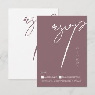 Minimalist Purple Script Typography Wedding RSVP Card