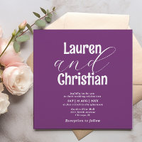 Minimalist Purple Scripture Wedding Invitation