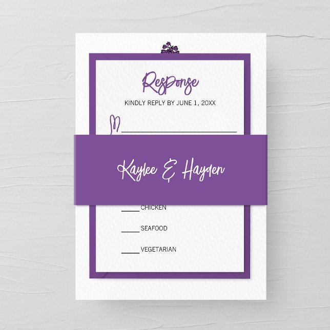 Minimalist Purple Wedding  Invitation Belly Band (Creator Uploaded)