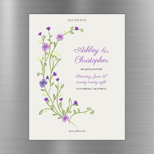 Minimalist Purple Wildflower Save the Date Magnet