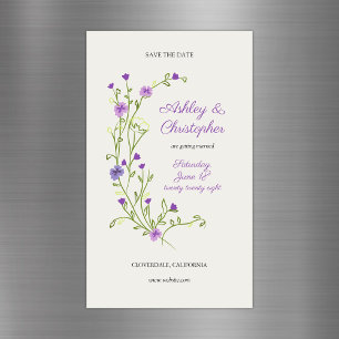 Minimalist Purple Wildflower Save the Date Magnet