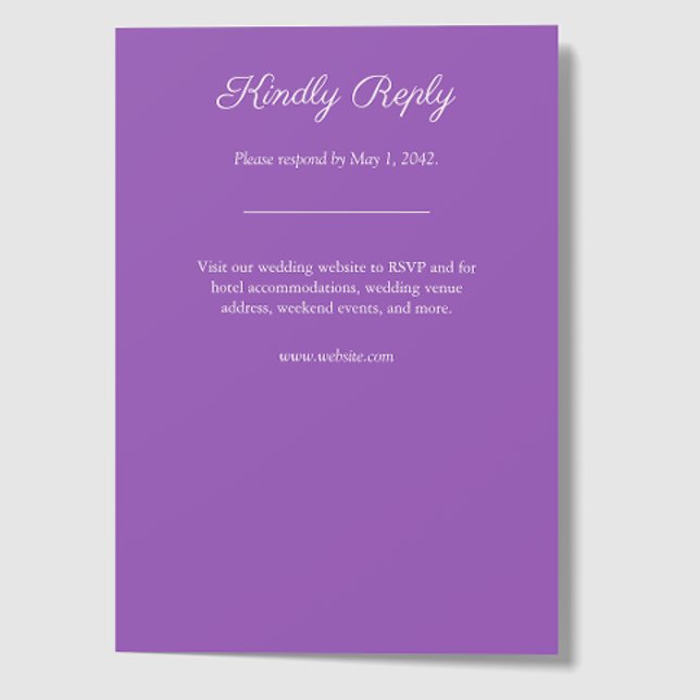 Minimalist Purple Wildflower Wedding RSVP Card (Creator Uploaded)