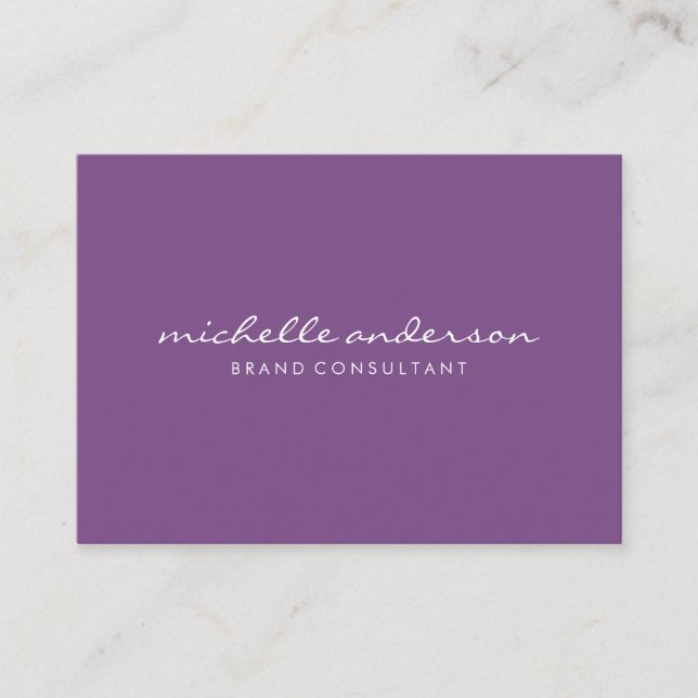 Minimalist Purple with Cursive Text Business Card (Front)