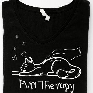 Minimalist Purr Therapy Cat Lover Doodle T-Shirt Tri-Blend Shirt