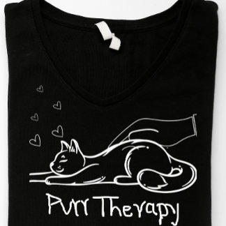 Minimalist Purr Therapy Cat Lover Doodle T-Shirt Tri-Blend Shirt