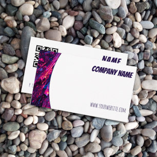 Minimalist QR blue purple white Business Card