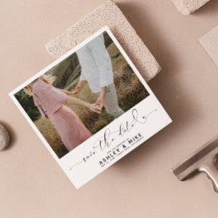 Minimalist QR Code Black and White Photo Wedding Save The Date