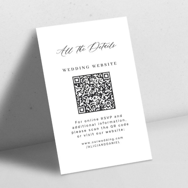 Minimalist QR Code black and white wedding details Enclosure Card (Creator Uploaded)