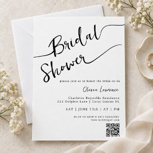 Minimalist QR Code Bridal Shower Invitation