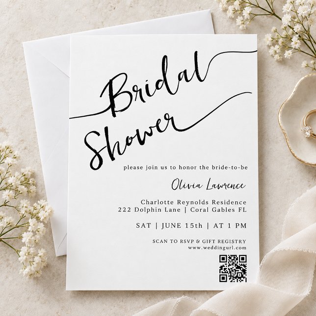 Minimalist QR Code Bridal Shower Invitation (minimalist bridal shower invitation)