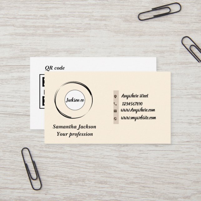 Minimalist QR code  Business Card (Front/Back In Situ)