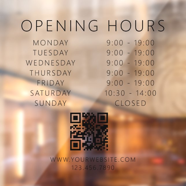 Minimalist QR Code Business Opening Hours Black  (Sheet 2)