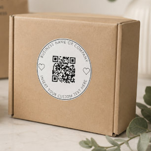 Minimalist QR Code Business White Simple Classic Round Sticker