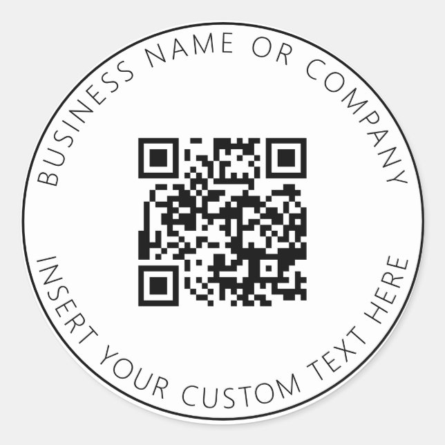 Minimalist QR Code Business White Simple Classic Round Sticker (Front)
