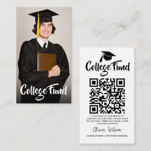 Minimalist QR Code College Fund Graduation Photo Enclosure Card