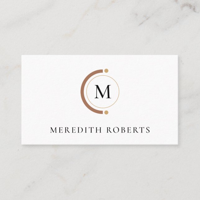 Minimalist QR Code Custom Monogram Business Card (Front)