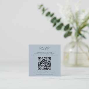 Minimalist QR Code Dusty Blue Wedding RSVP Enclosure Card