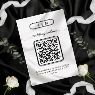 Minimalist QR Code Elegant Black and White Wedding Enclosure Card