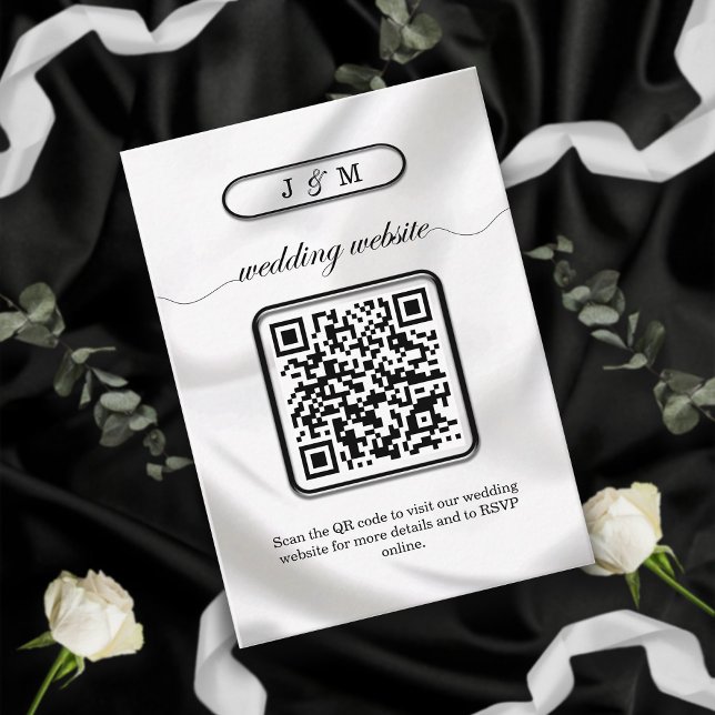 Minimalist QR Code Elegant Black and White Wedding Enclosure Card (Creator Uploaded)