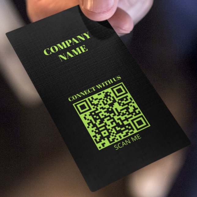 Minimalist QR Code Fluorescent Green Business Card (Creator Uploaded)