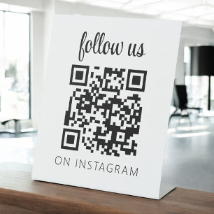 Minimalist QR Code Follow Us on Instagram Pedestal Sign