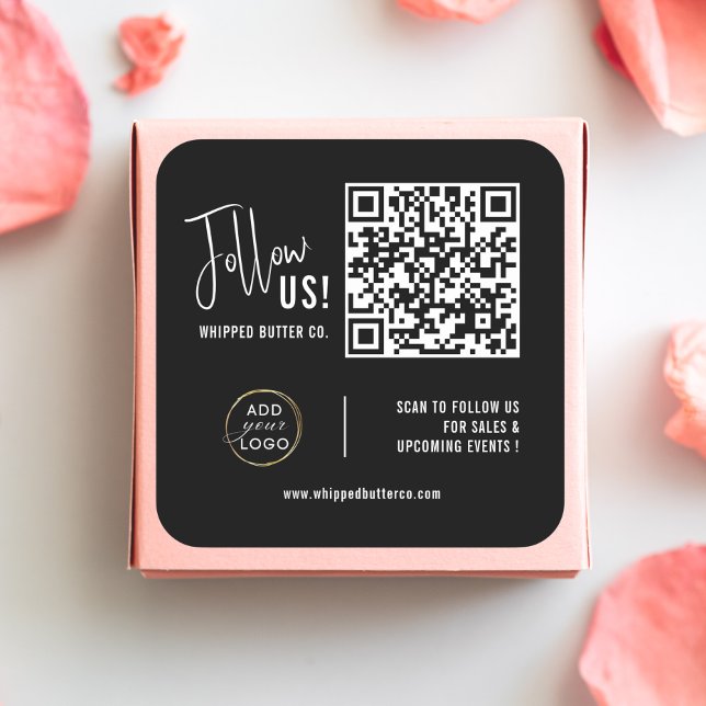 Minimalist QR Code + LOGO Black Follow Us! Square Sticker (Minimalist QR Code + LOGO Black Follow Us! Square Sticker Small Business promotional products
)