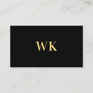 Minimalist QR Code Monogram Black Gold Business Card