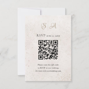 Minimalist QR Code Monogram Wedding RSVP Card
