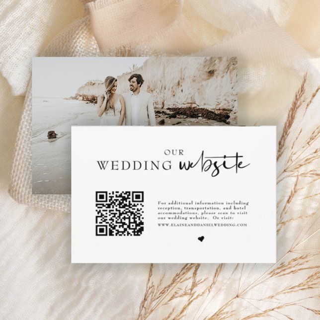 Minimalist QR Code Photo Wedding Details  Enclosure Card (Creator Uploaded)