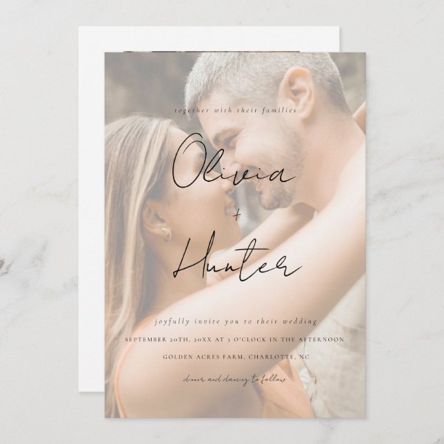 Minimalist QR Code Photo Wedding Invitation (Front/Back)