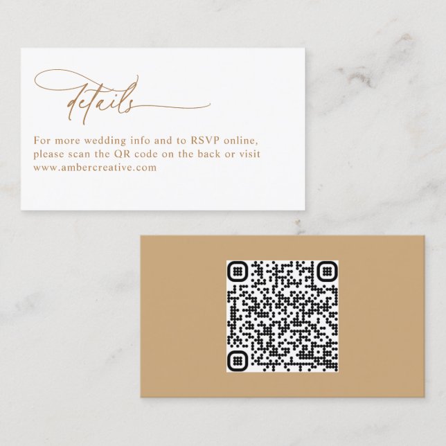 Minimalist QR Code Rustic Wedding Enclosure Card (Front/Back)