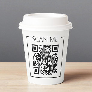 Minimalist QR Code Scan Me Business Paper Cups