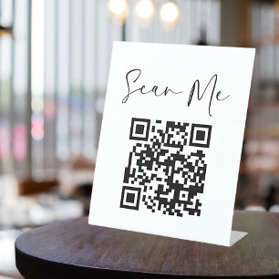 Minimalist QR Code Scan Me Business Pedestal Sign