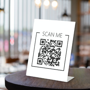Minimalist QR Code Scan Me Business Pedestal Sign