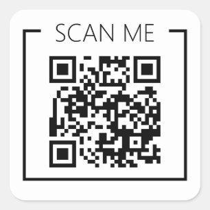 Minimalist QR Code Scan Me Business Square Sticker