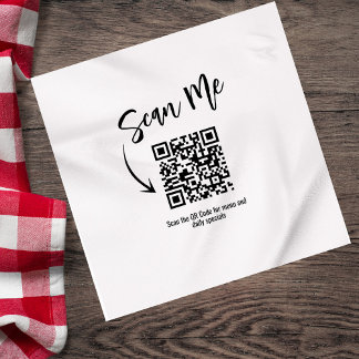 Minimalist QR Code Scan Me Restaurant Custom Napkin
