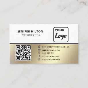 Minimalist QR code social media logo business  Business Card