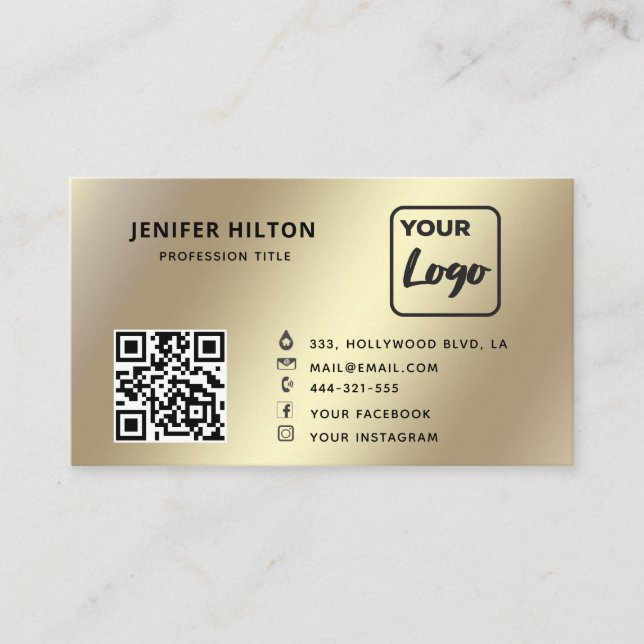 Minimalist QR code social media logo business  Card (Front)