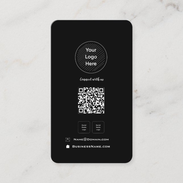  Minimalist QR Code Social Media Your Logo Profile Business Card (Front)