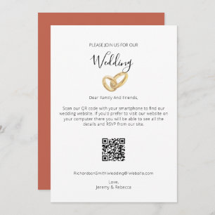 Minimalist QR Code Website Terra Cotta Wedding Invitation