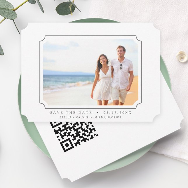 Minimalist QR Code Wedding Photo  Save The Date (Creator Uploaded)