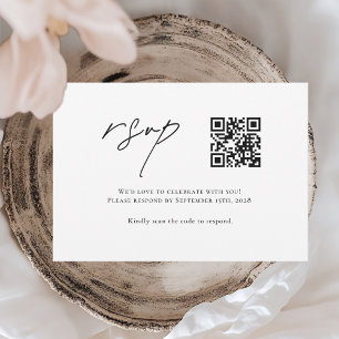 Minimalist QR Code Wedding  RSVP Card
