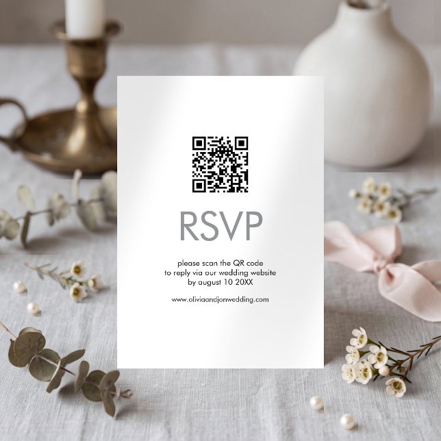 Minimalist QR code Wedding RSVP Card (Creator Uploaded)