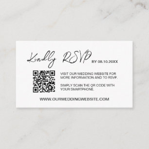 Minimalist QR code Wedding website RSVP budget Enclosure Card