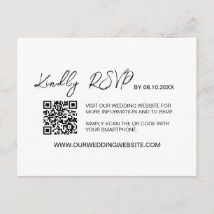 Minimalist QR code Wedding website RSVP Enclosure Card
