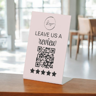 Minimalist QR Leave Us a Review Business Pedestal Sign