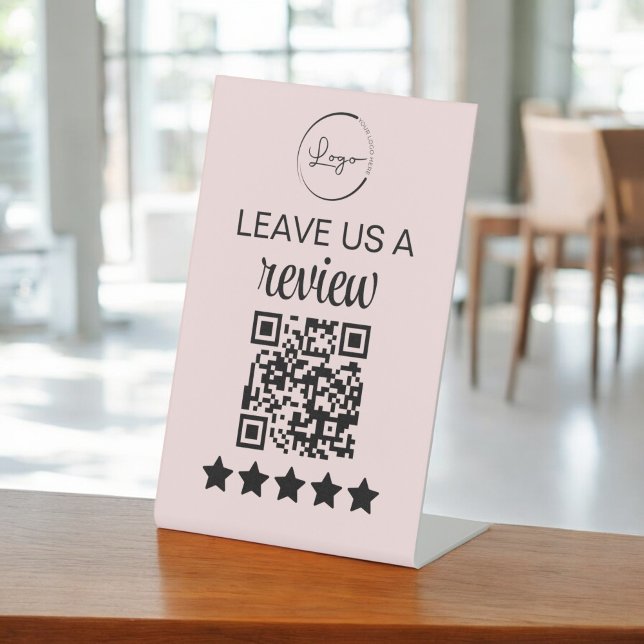 Minimalist QR Leave Us a Review Business Pedestal Sign (Creator Uploaded)