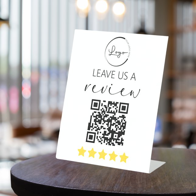 Minimalist QR Leave Us a Review Logo Pedestal Sign (Creator Uploaded)