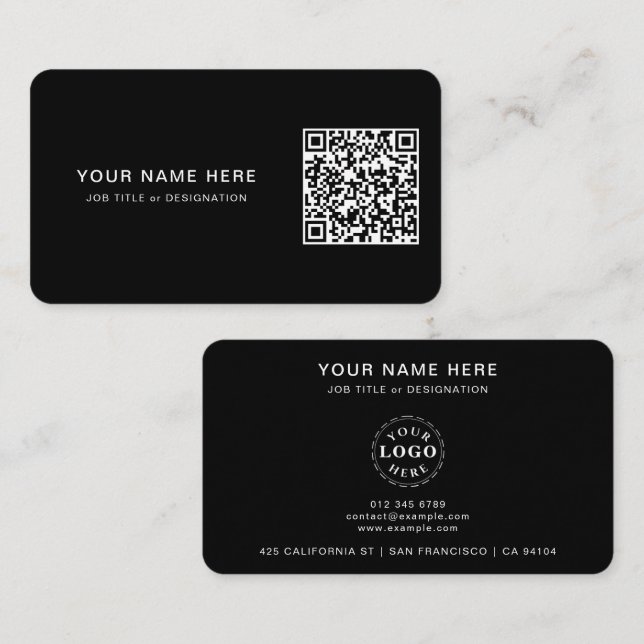 Minimalist QR & Logo Rounded Business Card (Front/Back)